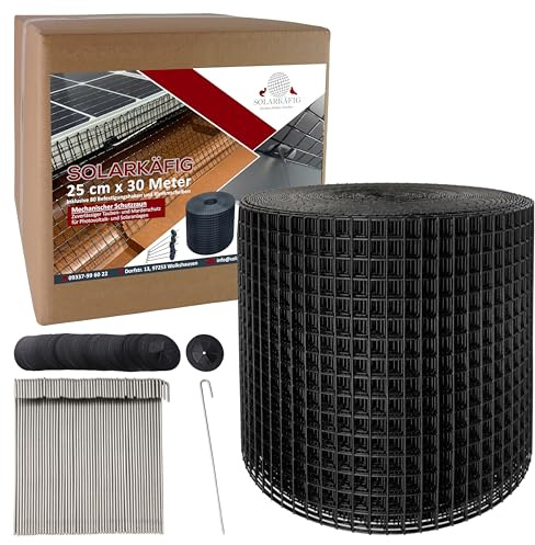 Solarkäfig Taubenabwehr für Solaranlagen 25cm x 30 Meter, VERZINKT (19% MwSt) Taubenschutz Vogelschutz PV-Anlage – Marderschutz Photovoltaik & Solarmodule - Langlebig, UV-beständig, einfache Montage