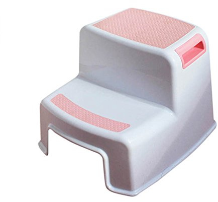 Escalera Taburete Escaleras Plástico Portátil Multifunción Lavado de Manos para el hogar 2 escalones, 29,5 × 36 × 26,5 CM (Rosa)