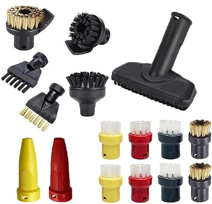 McbeAn Accesorios compatibles con Karcher SC1 SC2 SC3 SC4 SC5 SC7 CTK10 CTK20 Piezas de aspiradora de Vapor de Mano Cepillo de Boquilla de Nailon de Repuesto(Set17)