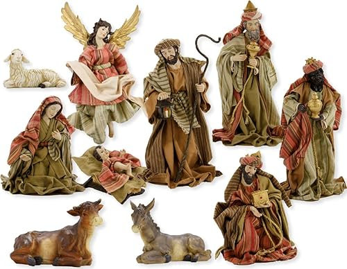 FADEDA 10x Krippenfiguren orientalisch, Ankleidefiguren/Höhe:30 cm/handbemalt/detailgetreue Krippen Figuren - Weihnachten Tisch Dekoration Krippe Zubehör