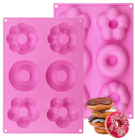 puzzlegame Moules à Beignets en Silicone | Moules en Forme de Fleur en Silicone pour la Cuisson de Beignets - Moule à Bagels en Silicone antiadhésif, Moule à Donuts en Silicone résistant à la Chaleur