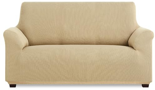 MAXIFUNDAS | Funda de Sofá Elástica 2 Plazas Color Beige - Extrasuave y Antideslizante - Modelo Inca