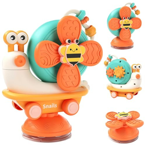 xwin sportseries Kids Windmill Suction Cup Spinner Toys Snail Sensory Toy for Children with Sound Snail Infant Travel Montessori for Babies Fun Toys Toddler Wheel Drag Playtime Birthday Gifts