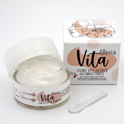 Allevia Vita crema viso antirughe donna | Crema Acido ialuronico e collagene con vitamina c. Crema idratante giorno e notte. Skin care Made in Italy. 50 ml
