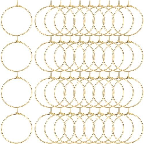 SOFPLATE 1 Box 200 Stück Goldene Ohrringe Mit PerlenKleine Weinglas Charm RingeMessingHypoallergenOffene CreolenBaumelnde Runde Weinringe Für SchmuckherstellungZubehörPartyHochzeitDIYHandwerk
