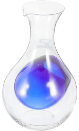 LABRIMP 400ml Blue Glass Wine Decanter Ice Slot, Liquor Divider and Crystal Wine Pitcher for Home Bar and Dinner Party