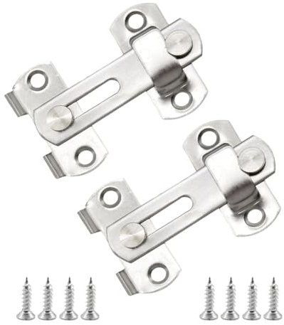 SinChic Türriegel,2 PCS Edelstahl Torriegel Schiebetür Schloss Schieberiegel Beidseitig mit Schrauben für Tür Weinschrank Badezimmer Garage Lock