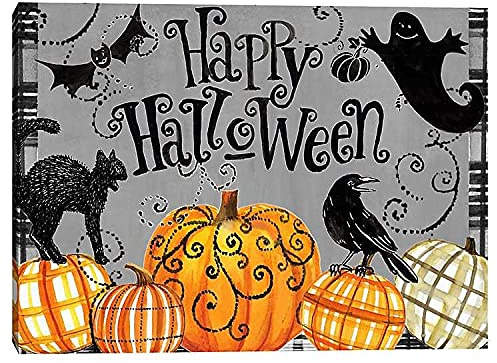 Biopracess Cartel de metal para decoración de pared de cochera con texto en inglés Happy Halloween (20,3 x 30,5 cm)