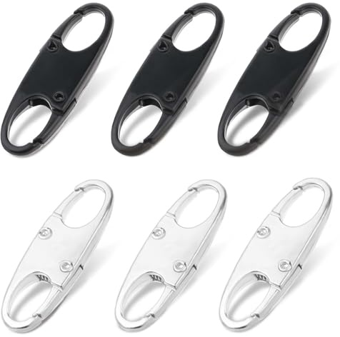 DIVINA VITAE Zipper Clips Anti Theft Deterrent, 6PCS S Carabiner Small Zipper Pull Locks Mini Snap S Hooks for Backpacks Camping Fishing Traveling Outdoor Sports