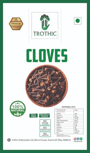 Trothic Spices Premium Clove (Laung) | 250Gm | Large | Bold Size | Whole Organic Spices | No added Colours or Preservatives