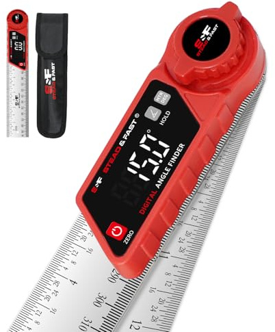 S&F STEAD & FAST Angle Finder Tool Digital 7 Inch / 200 mm, Advanced Compound Miter Saw Protractor Stainless Steel with Case, Digital Angle Gauge with Extra Large White LCD Display