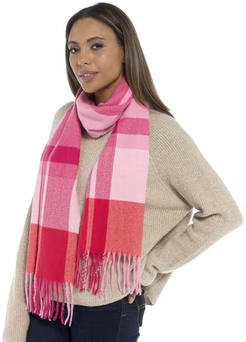 Damen-Schal mit Karomuster, kariert, Winter-Schal, pink kariert, Einheitsgröße