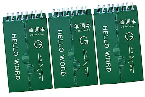 FOYTOKI Bloc de Notas de Bolsillo Verde para Estudiantes 3 Cuadernos de Papel Portátil y Diseño Creativo para Escritura Diaria y Aprendizaje de Vocabulario
