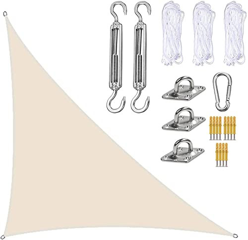 ROUYA Sun Shade Sail Sun Shade Sail, 4 X 4 X 5.7 M Triangle Sun Sail Shade Garden Sail Canopy With Fixing Kit, Right Angle Garden Shade Sails Sunshade Awnings For Outdoor Garden Patio(Beige,3x4x5m)