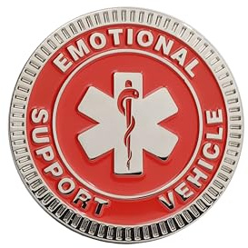 Emotional Support Vehicle Metal Emblem - 3D Car Badge Decal for Vehicles, Trucks, SUVs, RVs Alloy Auto Accessory (Red)