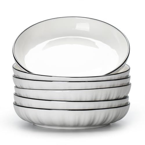 ZPPLD Platos llanos de cerámica, juego de platos llanos para 6 personas, juego de platos, vajilla para lavavajillas y microondas, pasta, plato de desayuno, 6 colores blancos para el hogar y el