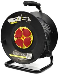 BSD Rallonge électrique enrouleur 50m 4 prises 230V avec protection thermique, idéale pour maison, jardin et chantiers. Câble 3x2,5mm, robuste et sécurisé.