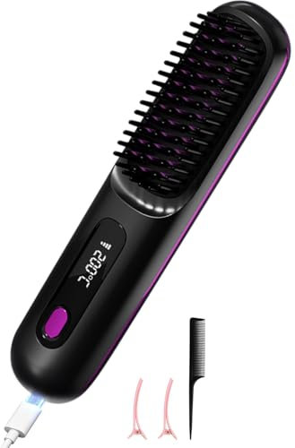 Go Brush Pro, piastra per capelli senza fili, spazzola ad aria calda, ioni negativi, pettine per capelli a 3 temperature, piastra portatile da viaggio