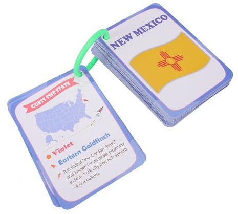 Warmhm US State Flags Flash Cards 50pcs Set Preschool Educational Cards Montessori Learning Toys for Early Childhood Education and Parent-child Interaction in Home and School