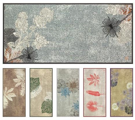 OLIVO.shop Tappeto Cucina Antiscivolo Lavabile, Tappeto Cucina 240 cm, Tappeti Cotone Cucina, Corridoio, Multiuso Antiscivolo, Passatoia Moderna 55x240 cm (SPRINT PLANT GRIGIO SCURO)