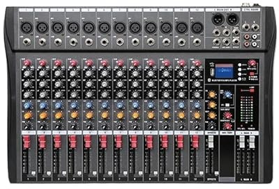 Mesa de Mezclas, Mezclador de estudio profesional de 6/8/12 canales con Bluetooth, USB, consola de mezcla de sonido for DJ, alimentación fantasma de 48 V, amplificador de monitor(12 Channels)