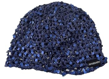 BrightGlow Damen Handgefertigte Häkelmütze Mädchen Mesh-Häkel-Haarnetz mit Pailletten Gestrickte Haarnetz Glitzer-Pailletten Netz Häkelmütze Mode Hut Weiche Strickmütze