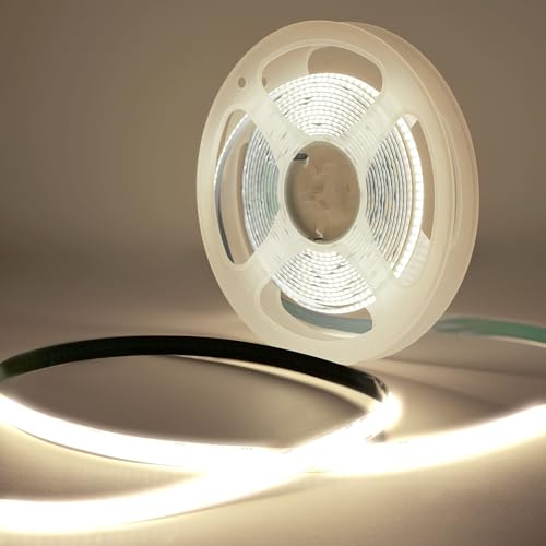 TK99SW Ruban LED COB 3 m, 4000K Bande LED Dimmable avec Telecommande et Alimentation, 320LED/M, 24V Largeur 8mm, Ruban LED Blanc Naturel pour Décoration de Chambre
