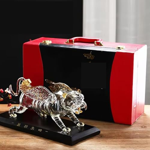 Decantador de whisky, botella de vidrio con forma de tigre, capacidad de 1000 ml, decoración de bar, regalo para los amantes del whisky