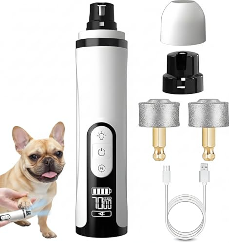 runpeak Krallenschleifer für Hunde – Leiser Pfotentrimmer für Hunde und Katzen mit 3 Geschwindigkeiten, LED-Licht, USB-Aufladung und Austauschbarem Schleifkopf für Sanftes Krallenschleifen