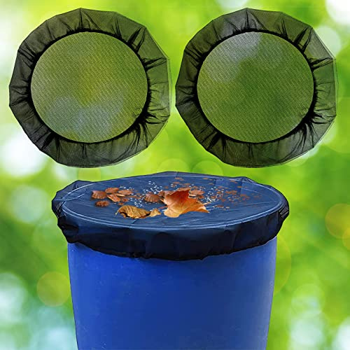 Mesh Cover for Rain Barrels, 2 Pcs 95cm Bucket Mesh Cover with Elastic Band Black Water Butt Net Rain Barrel Cover for Outdoor Garden (95CM)