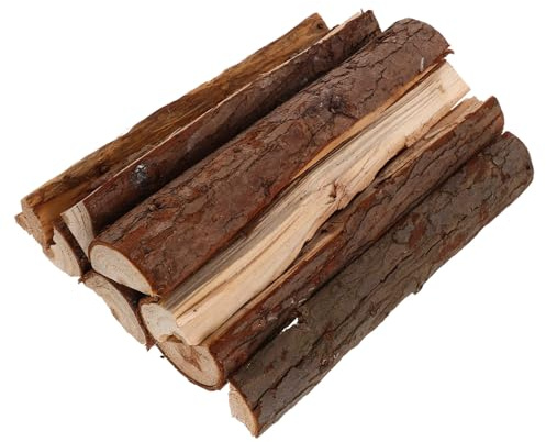 GLEAVI 8 Pièces de Bûches de Cheminée en Bois Naturel, Accessoires pour Foyer Intérieur et Extérieur Fonction Polyvalente et Décoration Rustique