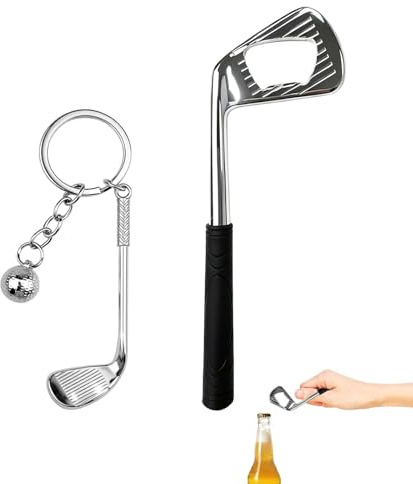 2 Pcs Set Golf Bottle Opener and Golf Keyring, Novelty Golfer Bottle Opener Keyring Personalised Golfs Gifts, Durable Bottles Openers Golfing Gifts for Men Enthusiasts Accessories