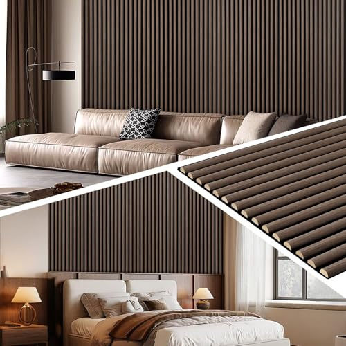 Jaxguom Lot de 6 panneaux acoustiques en bois - 120 x 60 cm (4,32 m²) - Semi-ronds et résistants aux rayures - Aspect bois - Pour isolation acoustique et décoration - Montage mural - Pour salon