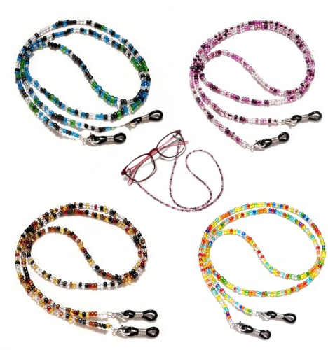 Qufiiry 4 Piezas Cordones para Gafas, Cadena para Gafas Mujer, Correa Ajustable Antideslizante para Gafas de Sol y Lectura, para Mujer, Hombre y Niño