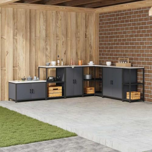 Mimdixy Mobiletto da caffè, scaffale da cucina con ripiano con porta in acciaio antracite