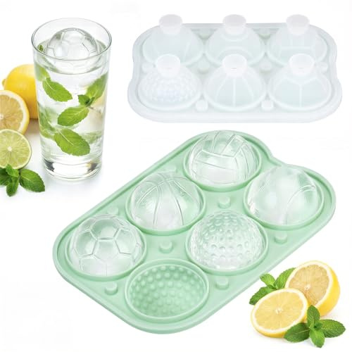 TranRantic 2 Pcs Silicone Ice Ball Mould with Lid, 5CM Round Ice Cube Mould | Easy Release, BPA Free Large Whiskey Ice Ball Maker, Reusable Sphere Ice Cube Mould for Whiskey, Cocktails & Juice