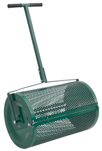 Ordellia kompostspridare 75 l av stål, grön, Ø 40 x 60 cm, för kompostering och trädgårdsskötsel, jämn fördelning av jord, humus, mulch, löv, gräsmatta och rabatt