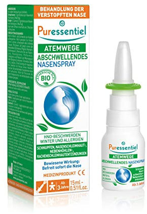 Puressentiel – Atemwege - Hypertonisches Nasenspray - Bio - Abschwellend bei Schnupfen, Rhinitis, Sinusitis, Nasopharyngitis - 15 ml