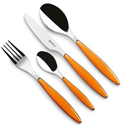 Ménagère 24 pièces Feeling des Guzzini Inox/Plastique Passe au lave-vaisselle, Acier inoxydable, Orange
