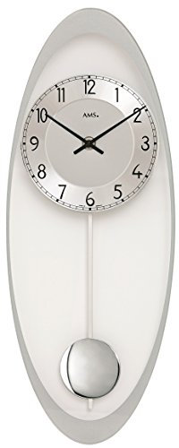 AMS Moderne Wanduhr mit Quartzwerk, batteriebetrieben Quartz-Pendeluhr 50cm- 7416