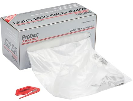 ProDec Advance Rouleau de film Super Cling 4 m x 50 m (200 m²), adhère par charge statique sans bande adhésive pour protéger les sols, le mobilier et les murs, travaux de peinture et de décoration