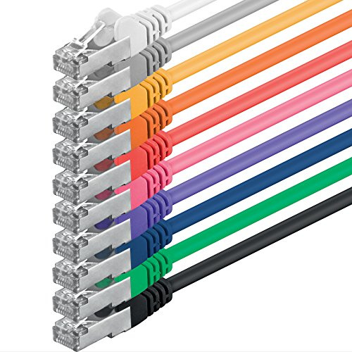 Câble patch réseau FTP 1aTTack CAT5 avec 2 connecteurs RJ45 (10 couleurs, 10 pièces) 0,50 m