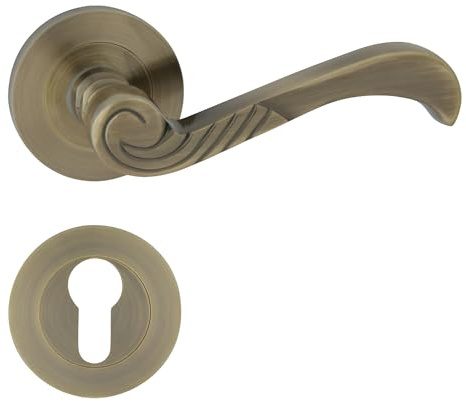 Domino Maniglia Casablanka della R M3 in Ottone per Porta, Finitura Alluminio e Bronzo, Cilindro a Profilo, Stile Elegante e Resistente, Accessorio di Alta Qualità per Porte Interne ed Esterne