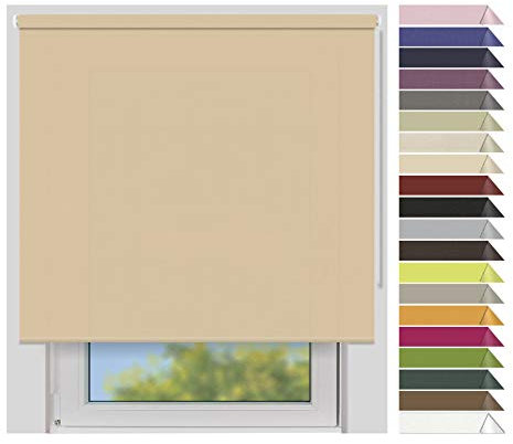EFIXS Sichtschutzrollo Medium - 25 mm Welle - Breiten: 40-240 cm - Höhen bis 240 cm - Hier: 140 cm x 190 cm (Stoffbreite x Höhe) - beige (4999) - lichtdurchlässig - Blickdicht