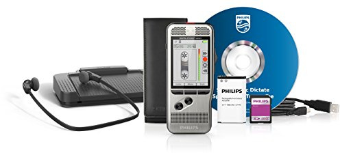 Philips DPM7700 Starter Set (new version), consisting of Digital Dictation Device DPM7200 with 2mic stereo recording and slide switch operation plus Transcription Set LFH7177