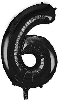 Unique Party Supplies 55866 Riesenzahl 6 Luftballon - 86 cm - Schwarz