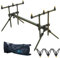 Master Rod Pod Rutenhalter Aluminium Deluxe für 3 Ruten inkl. Rutenauflagen Tasche (Grün Rutenhalter)