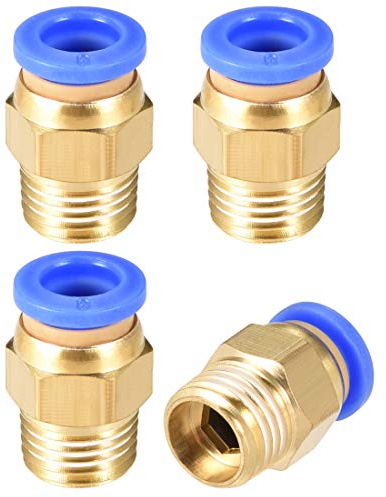 sourcing map Conector Manguera Empuje Racor Neumatico 8mm OD x 1/4 G Macho | Recto Tubo, Adaptador Manguera Tubo, Enchufe Rapido Neumatico, 4pcs