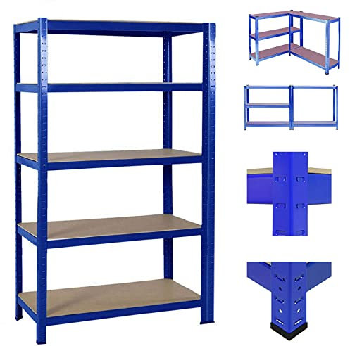 Kellerregal Vorratsregal 180x90x40cm Schwerlastregal Lager Büro Steckregal, Regal Kellerregal Steckregal Regalsystem Werkstattregal Garagenregal, 875kg Tragkraft, 5 MDF-Platten, Blau