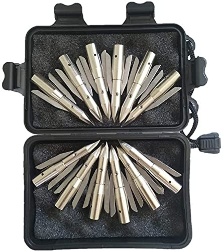 UUPA Archery Hunting Fish Broadheads 12Pcs 288 Grain Bow Fishing Arrowheads Stainless Steel Tip Point 2 Expandable Blade Arrowheads with Plastic Box Arrow Tips